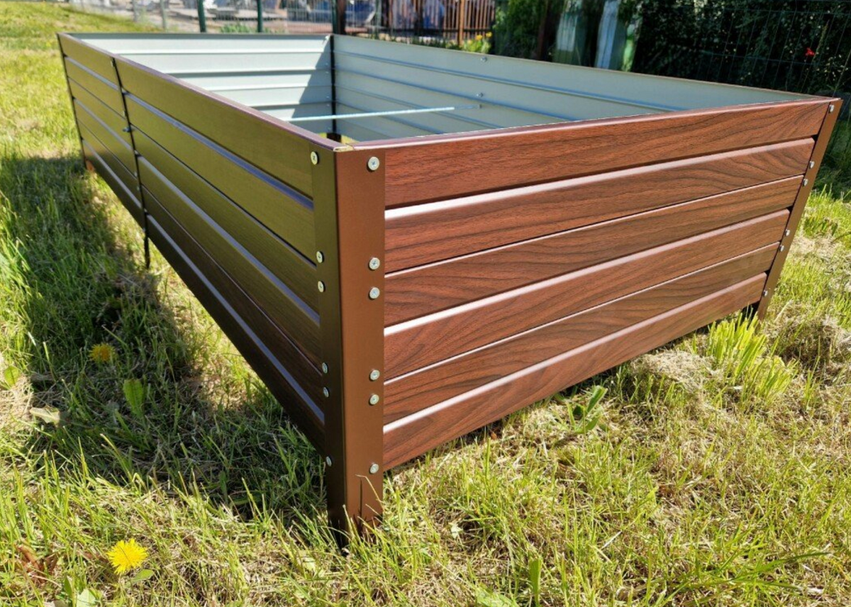 BUY Raised Bed, 1500x750x300 mm, Wood Imitation, Galvanized | GREEN FINGER IRELAND | For Sale