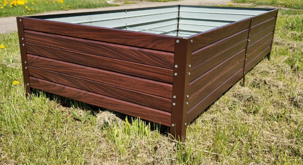 BUY Raised Bed, 1500x750x300 mm, Wood Imitation, Galvanized | GREEN FINGER IRELAND | For Sale