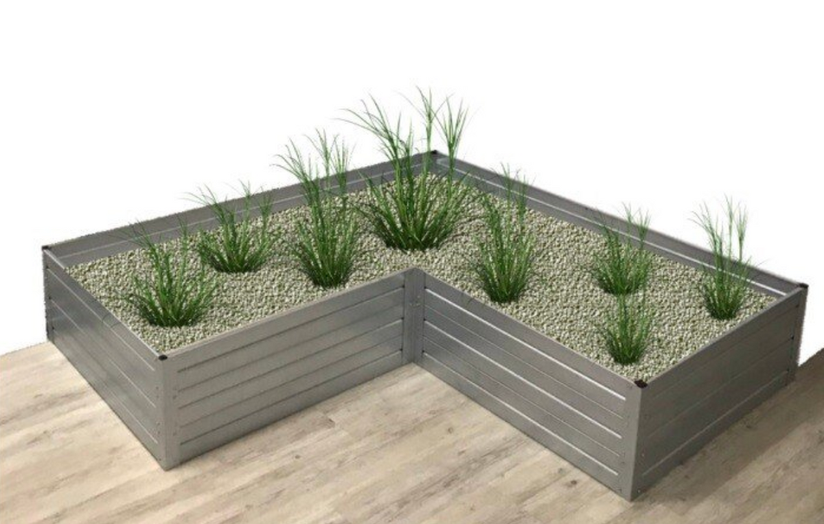 BUY Raised Bed, L-Shape, 1500x1500x750x300 mm, Galvanized | GREEN FINGER IRELAND | For Sale