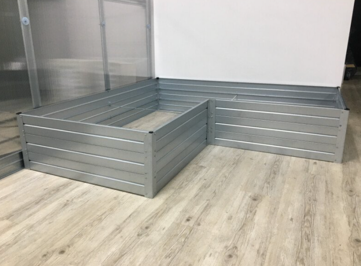 BUY Raised Bed, L-Shape, 1500x1500x750x300 mm, Galvanized | GREEN FINGER IRELAND | For Sale