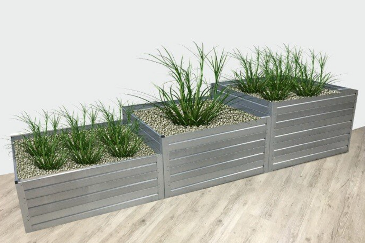 BUY Raised Bed, Staircase, 2250x750 mm, 500-400-300 mm, Galvanized | GREEN FINGER IRELAND | For Sale