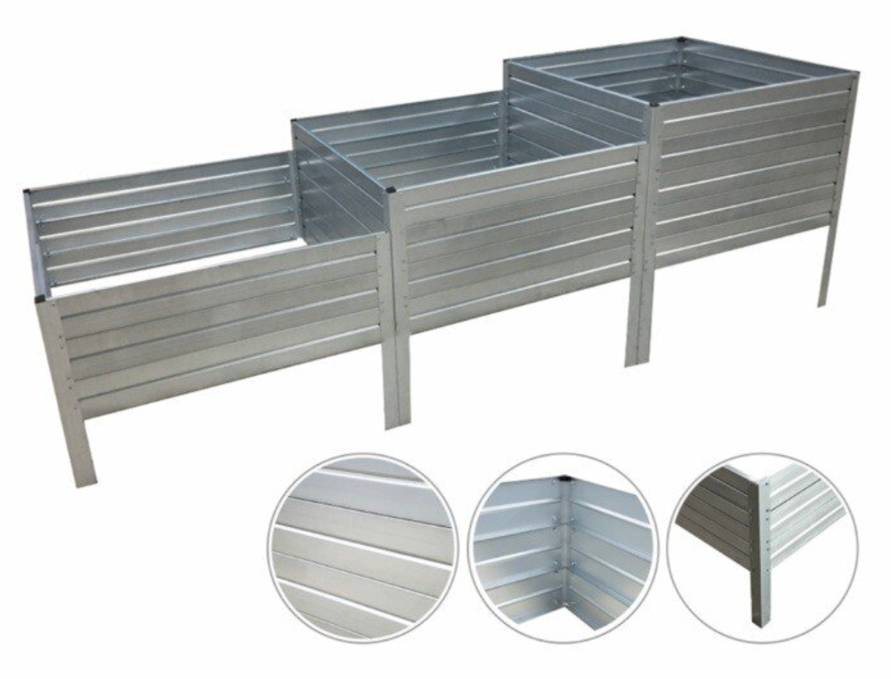 BUY Raised Bed, Staircase, 2250x750 mm, 500-400-300 mm, Galvanized | GREEN FINGER IRELAND | For Sale