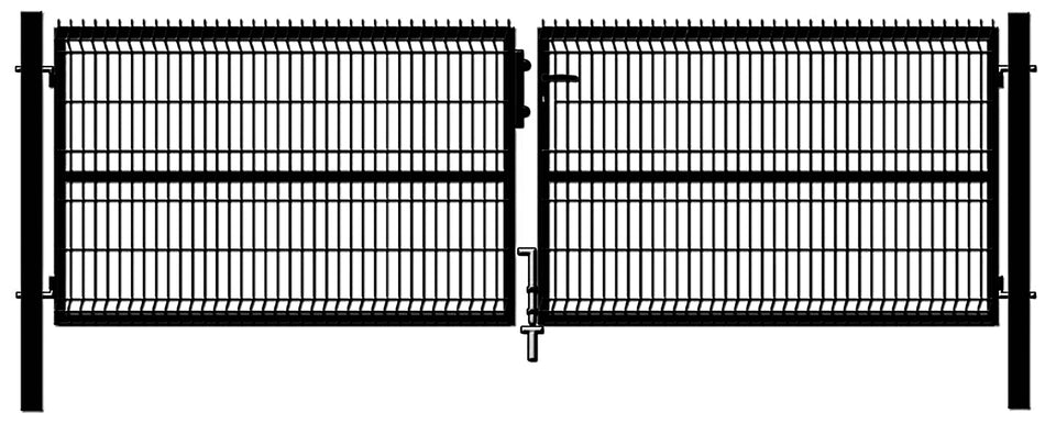 BUY Double Entry V-Mesh Fence Gates, ZN+RAL9005 | GREEN FINGER IRELAND | For Sale