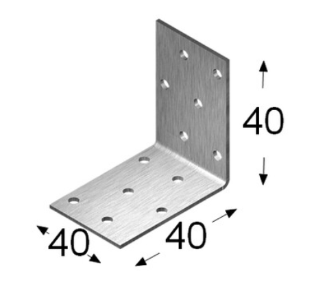 BUY 40x40x40 mm, Perforated Angle Bracket, Galvanized, 2 mm | GREEN FINGER IRELAND