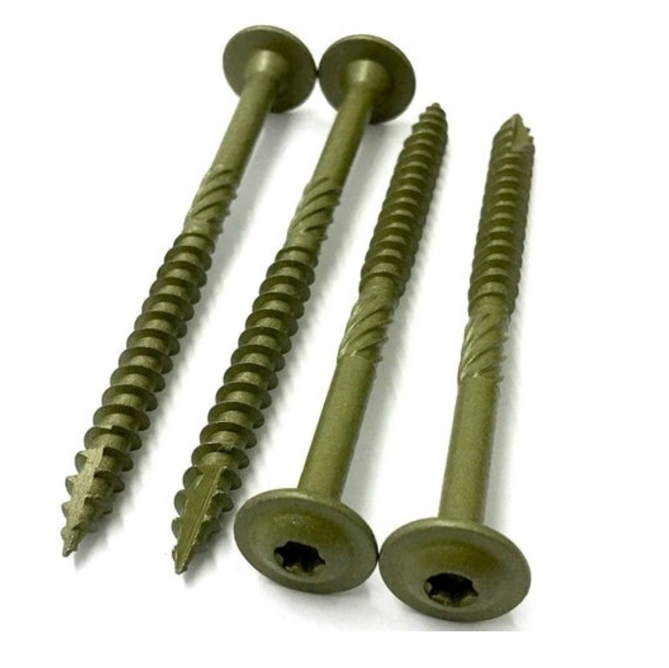 Green Rusted Screw BUY 6x100 mm, Outdoor Wood Screws, Wide Head, Box of 100 pcs, Double ...