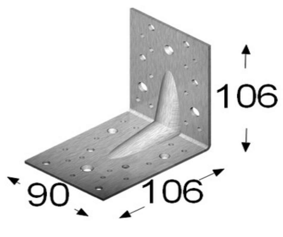 BUY 105x105x90 mm, Perforated Angle Bracket, Galvanized, 2.5 mm | GREEN FINGER IRELAND
