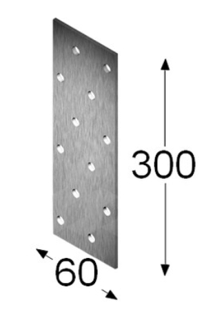 BUY 300x60 mm, Flat Perforated Plate, Galvanized, 2 mm | GREEN FINGER IRELAND