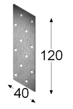 BUY 120x40 mm, Flat Perforated Plate, Galvanized, 2 mm | GREEN FINGER IRELAND