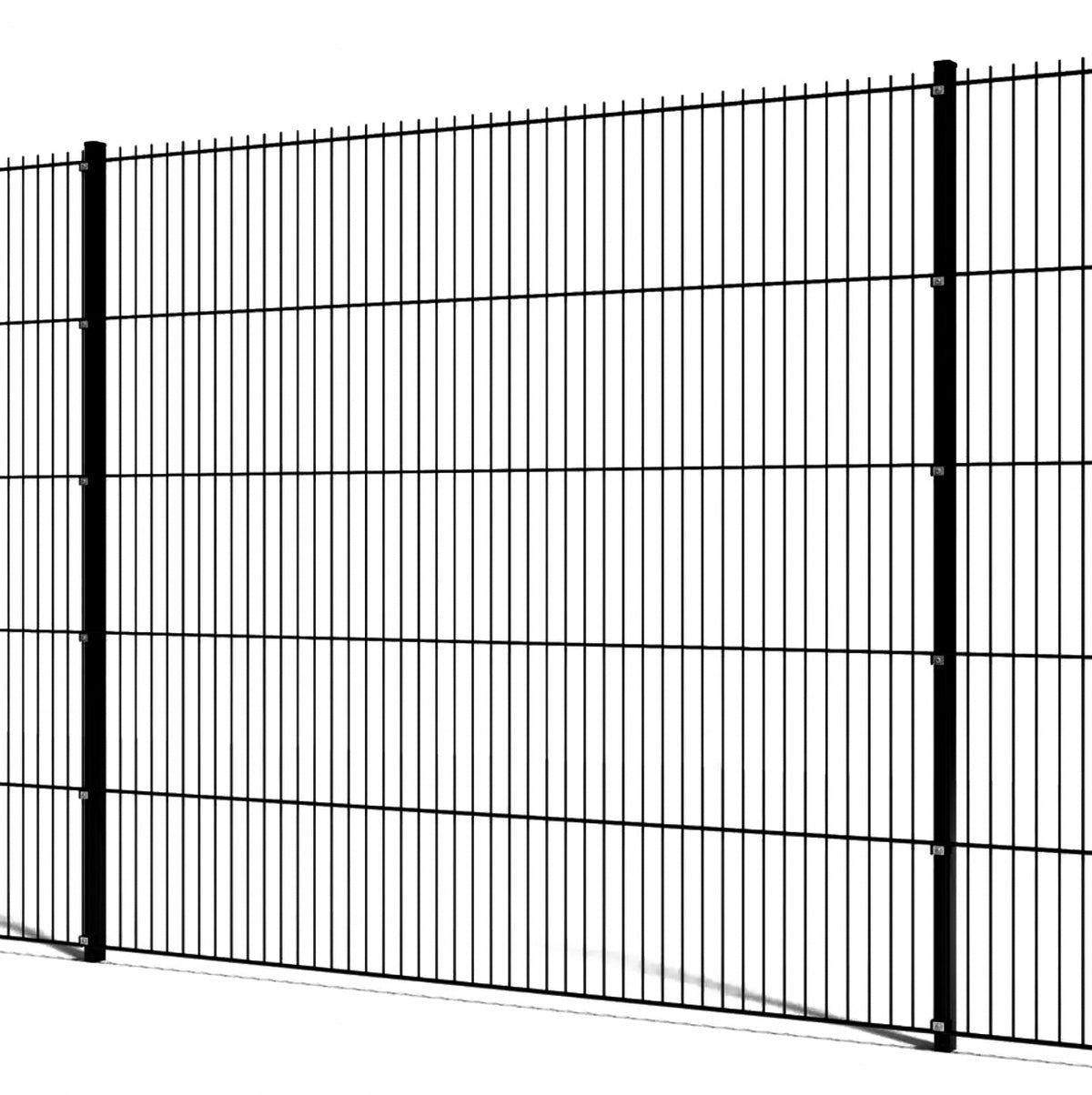 BUY 656 Twin Wire Mesh Panel For Fencing, 2230x2500 mm(7.3 ft), Powder Coated, Black, ZN+RAL9005 | GREEN FINGER IRELAND