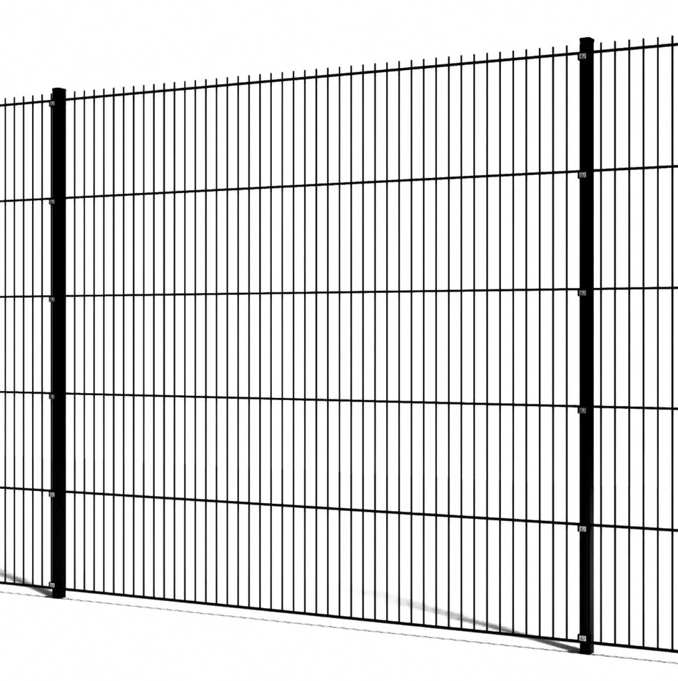 BUY 656 Twin Wire Mesh Panel For Fencing, 2230x2500 mm(7.3 ft), Powder Coated, Black, ZN+RAL9005 | GREEN FINGER IRELAND