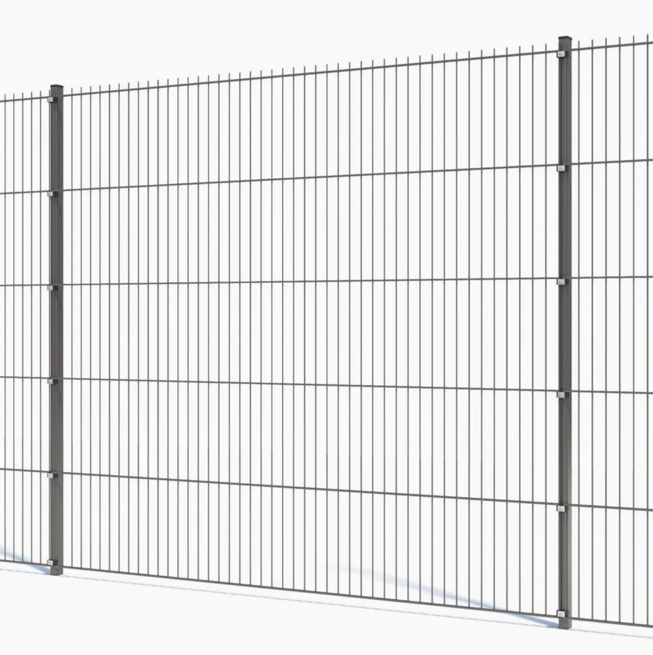BUY 656 Twin Wire Mesh Panel For Fencing, 2430x2500 mm(8 ft), Powder Coated, Anthracite Grey, ZN+RAL7016 | GREEN FINGER IRELAND