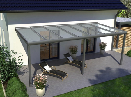 BUY Aluminium Pergola, 4060x3000x2500 mm, RAL7016, 16 mm Polycarbonate Roof | GREEN FINGER IRELAND