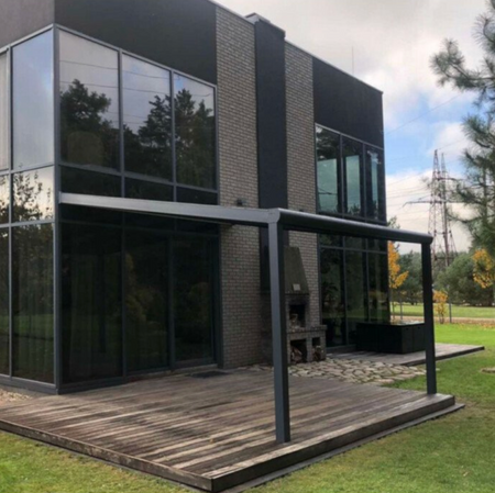 BUY Aluminium Pergola, 5060x3500x2500 mm, RAL7016, 16 mm Polycarbonate Roof | GREEN FINGER IRELAND