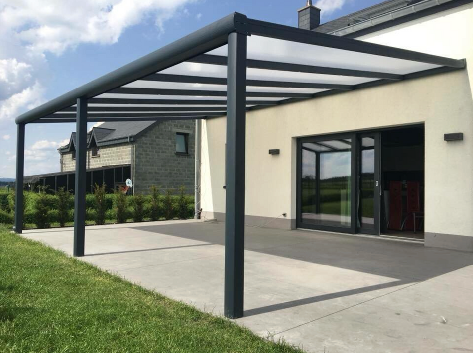 BUY Aluminium Pergola, 5060x4000x2500 mm, RAL7016, 16 mm Polycarbonate Roof | GREEN FINGER IRELAND
