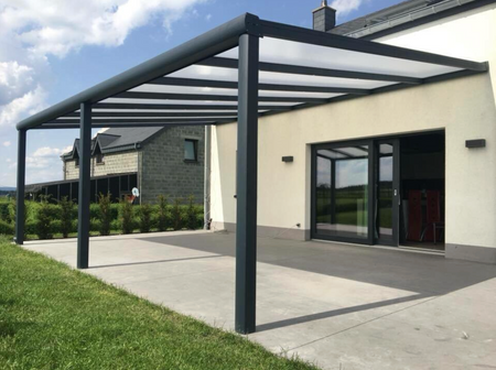 BUY Aluminium Pergola, 6060x3500x2500 mm, RAL7016, 16 mm Polycarbonate Roof | GREEN FINGER IRELAND
