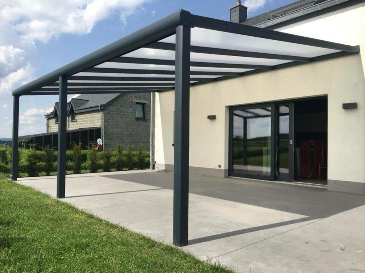 BUY Aluminium Pergola, 4060x3000x2500 mm, RAL7016, 16 mm Polycarbonate Roof | GREEN FINGER IRELAND