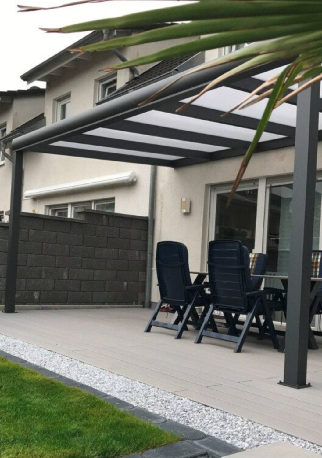 BUY Aluminium Pergola, 6060x3500x2500 mm, RAL7016, 16 mm Polycarbonate Roof | GREEN FINGER IRELAND