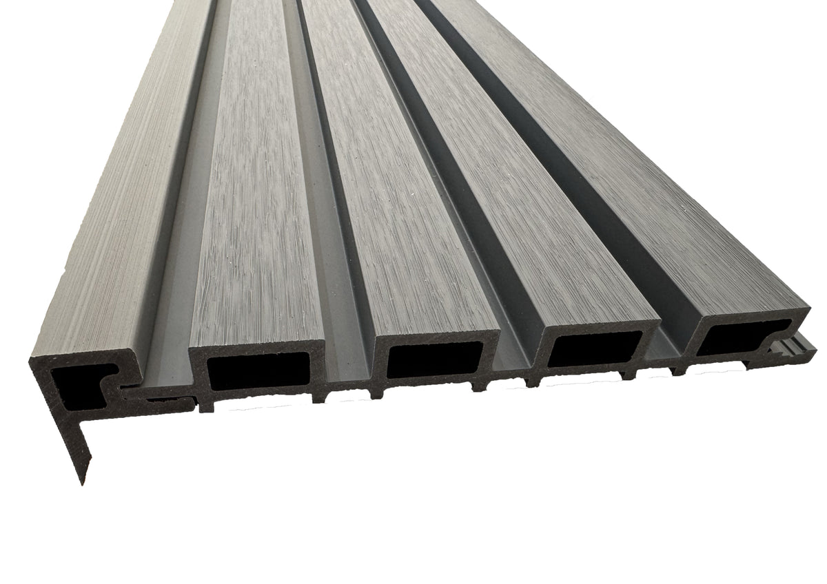 BUY F Trim for 219x26 mm Composite Cladding, 76x38 mm, 3000 mm, Light Grey | GREEN FINGER IRELAND
