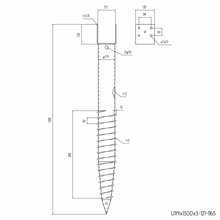 BUY U - Ground Screw, Galvanized, 1300x114x3 mm, 121 mm | GREEN FINGER IRELAND | For Sale