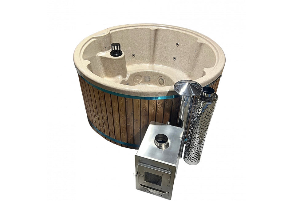 Acrylic Outdoor Hot Tub "Pearl" 225 cm with External Wood Burner