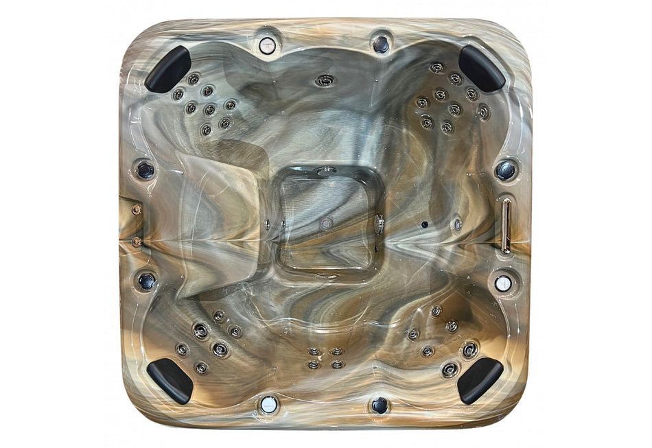 Acrylic square hot tub "Sapphire" 205×205cm with integrated wood burner