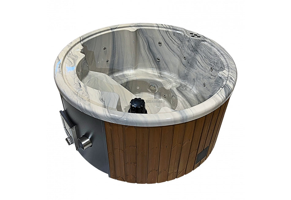 Acrylic Outdoor Hot Tub "Pearl" 225 cm with Integrated Wood Burner