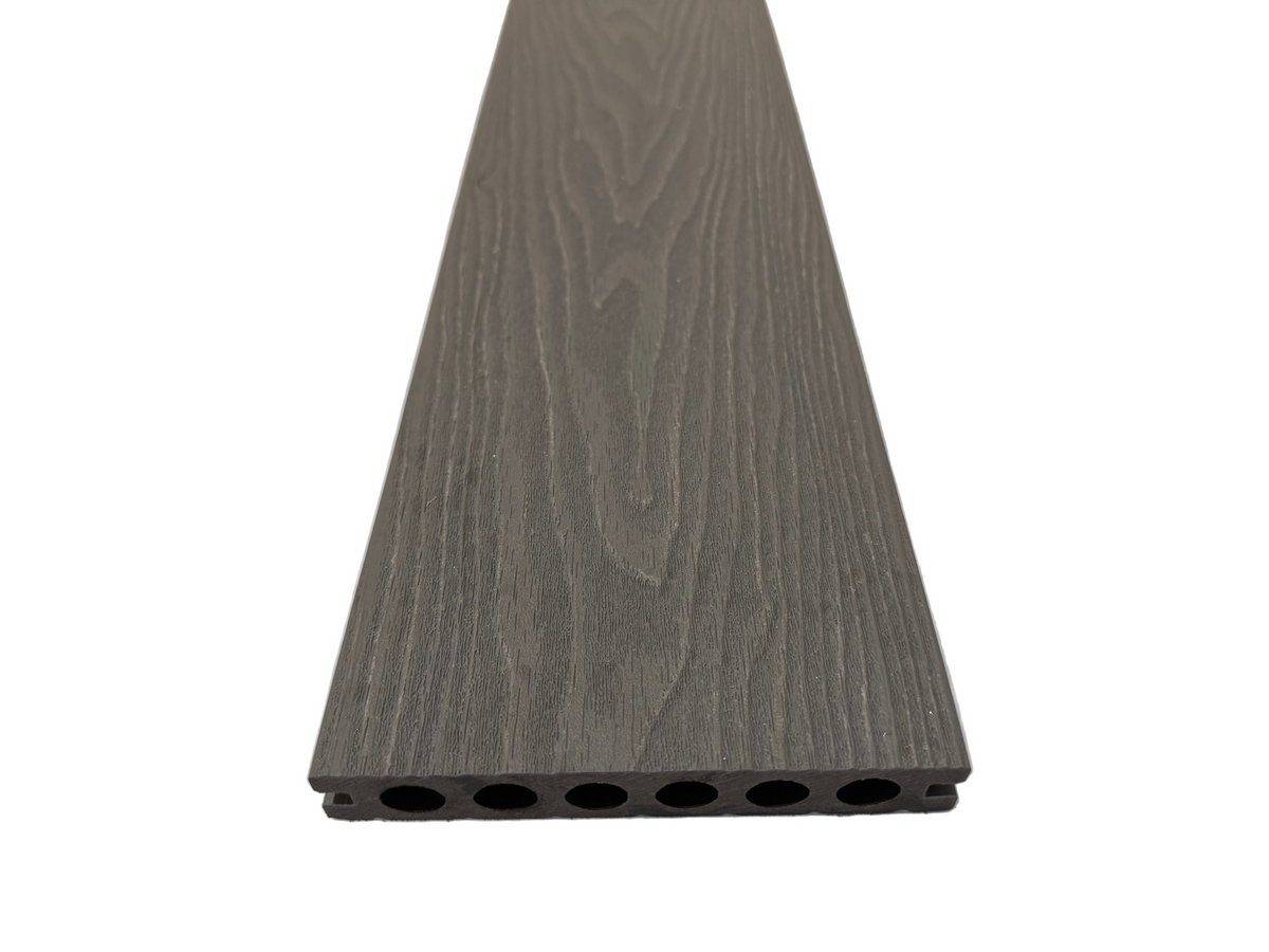 BUY Composite Decking Board, Wood Grain, One Sided, Light Grey, 142x23 mm, 4 m (5.6x1 inch, 13.1 ft) | GREEN FINGER IRELAND