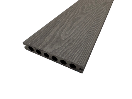 BUY Composite Decking Board, Wood Grain, One Sided, Light Grey, 142x23 mm, 4 m (5.6x1 inch, 13.1 ft) | GREEN FINGER IRELAND