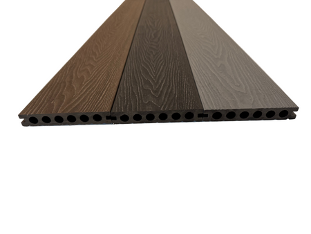 BUY Composite Decking Board, Wood Grain, One Sided, Light Grey, 142x23 mm, 4 m (5.6x1 inch, 13.1 ft) | GREEN FINGER IRELAND