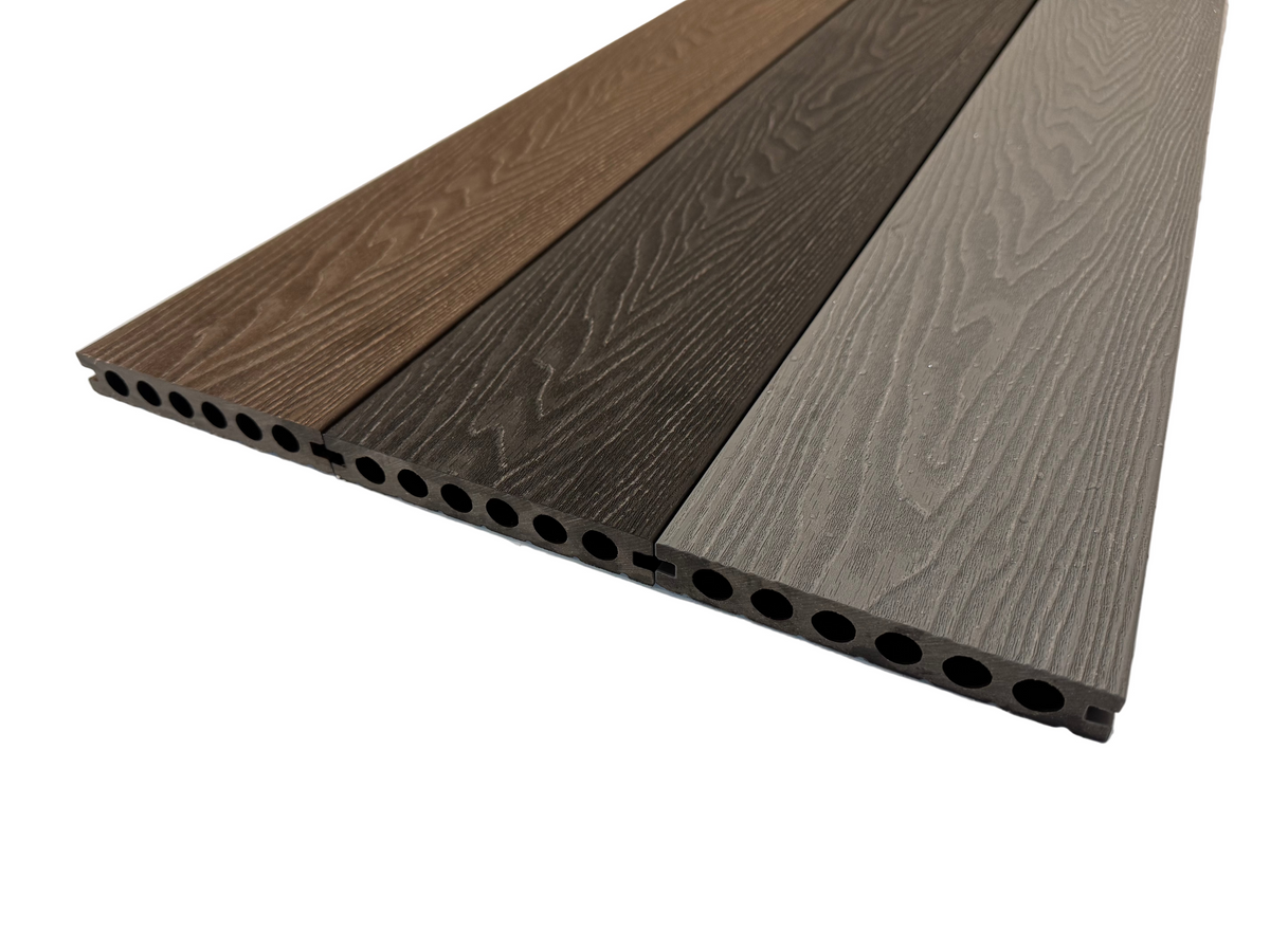 BUY Composite Decking Board, Wood Grain, One Sided, Light Grey, 142x23 mm, 4 m (5.6x1 inch, 13.1 ft) | GREEN FINGER IRELAND
