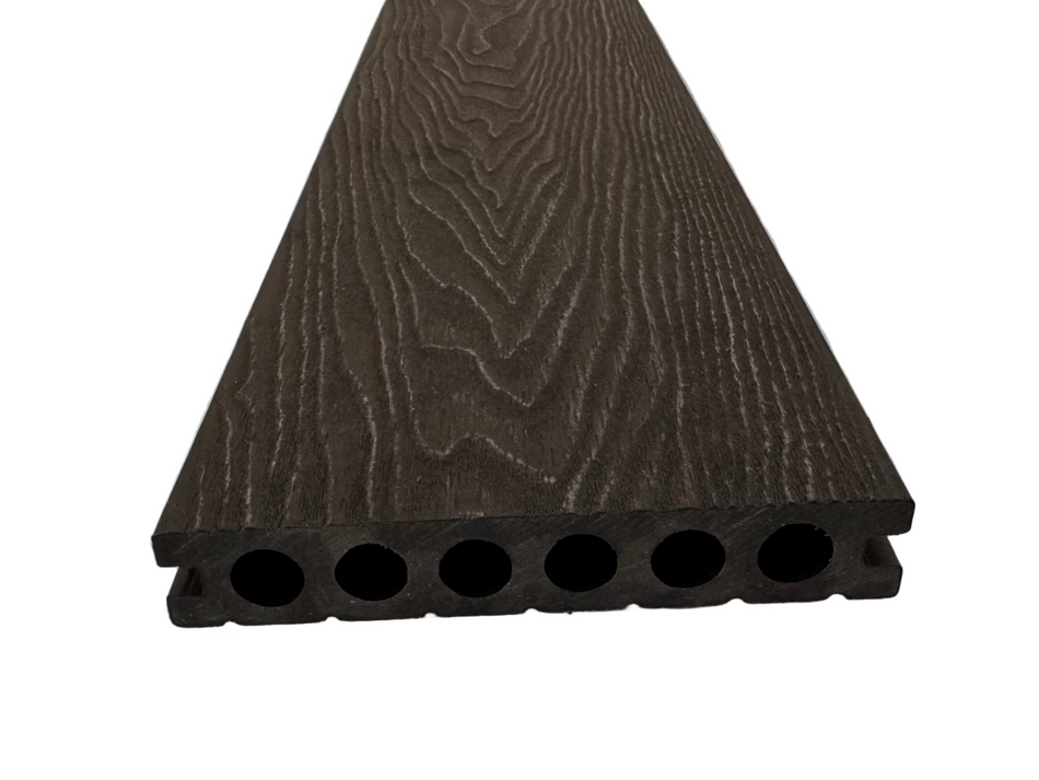 BUY Composite Decking Board, Wood Grain, One Sided, Black, 142x23 mm, 4 m (5.6x1 inch, 13.1 ft) | GREEN FINGER IRELAND