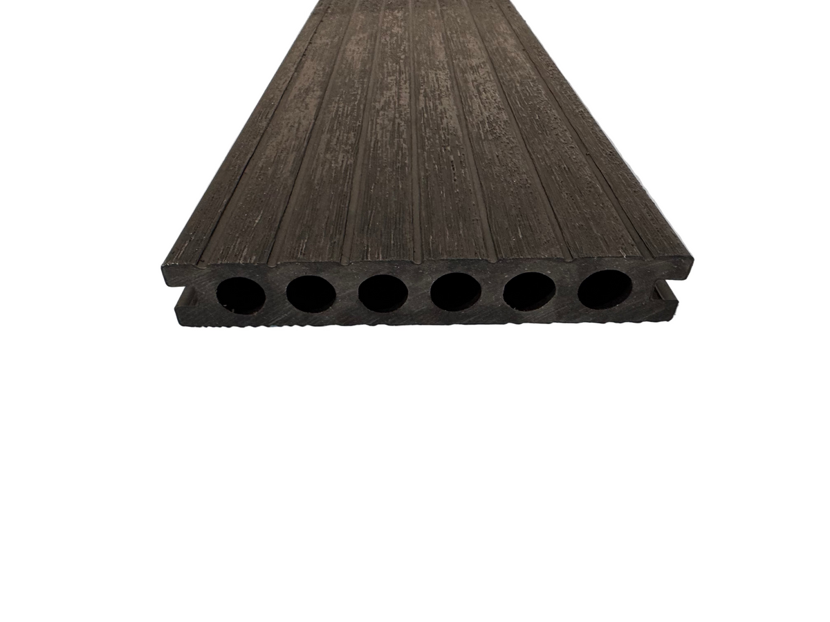 BUY Composite Decking Board, Wood Grain, One Sided, Black, 142x23 mm, 4 m (5.6x1 inch, 13.1 ft) | GREEN FINGER IRELAND