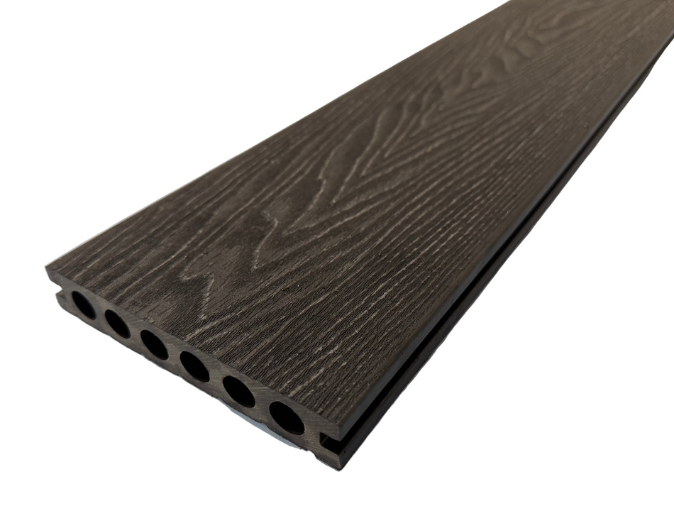 BUY Composite Decking Board, Wood Grain, One Sided, Black, 142x23 mm, 4 m (5.6x1 inch, 13.1 ft) | GREEN FINGER IRELAND