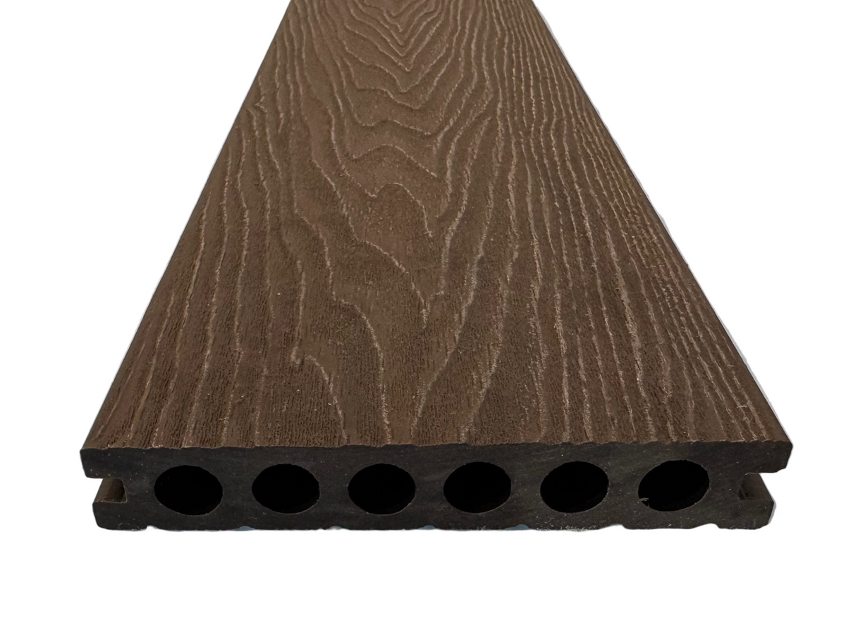 BUY Composite Decking Board, Wood Grain, One Sided, Walnut, 142x23 mm, 4 m (5.6x1 inch, 13.1 ft) | GREEN FINGER IRELAND