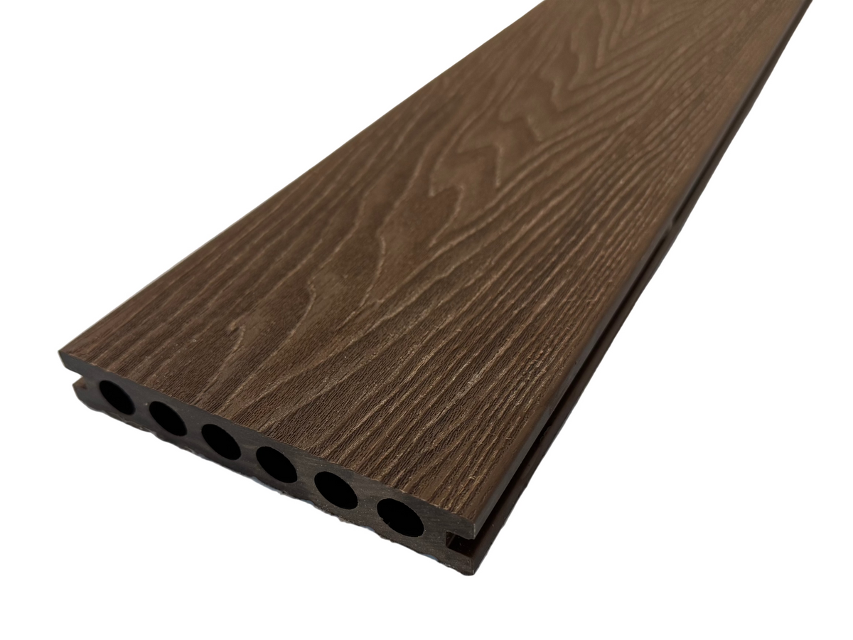 BUY Composite Decking Board, Wood Grain, One Sided, Walnut, 142x23 mm, 4 m (5.6x1 inch, 13.1 ft) | GREEN FINGER IRELAND