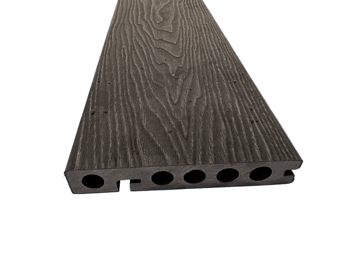 BUY Composite Edge/Step Board, Wood Grain, One Sided, Black, 142x23 mm, 4.3 m (5.6x1 inch, 14.1 ft) | GREEN FINGER IRELAND