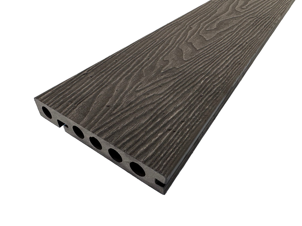 BUY Composite Edge/Step Board, Wood Grain, One Sided, Black, 142x23 mm, 4.3 m (5.6x1 inch, 14.1 ft) | GREEN FINGER IRELAND
