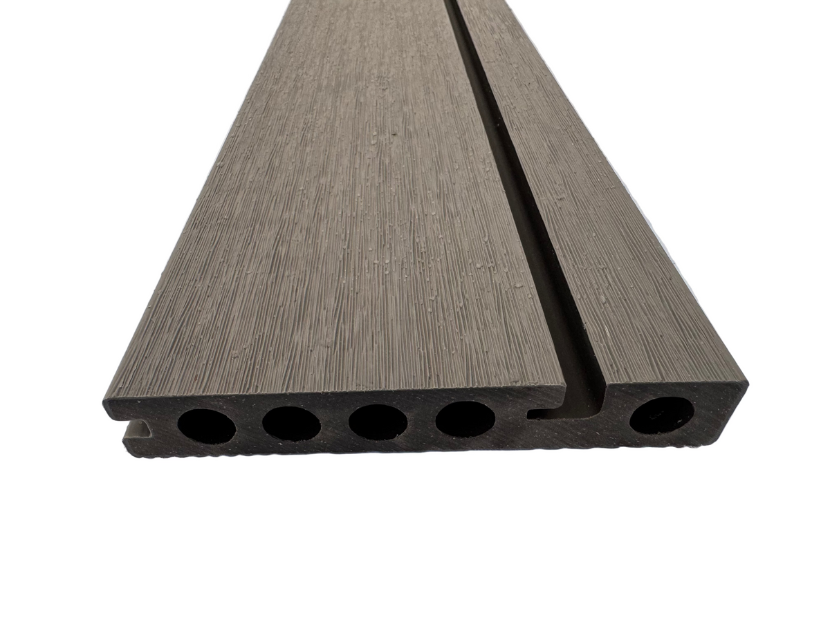 BUY Composite Edge/Step Board, Wood Grain, One Sided, Light Grey, 142x23 mm, 4.3 m (5.6x1 inch, 14.1 ft) | GREEN FINGER IRELAND