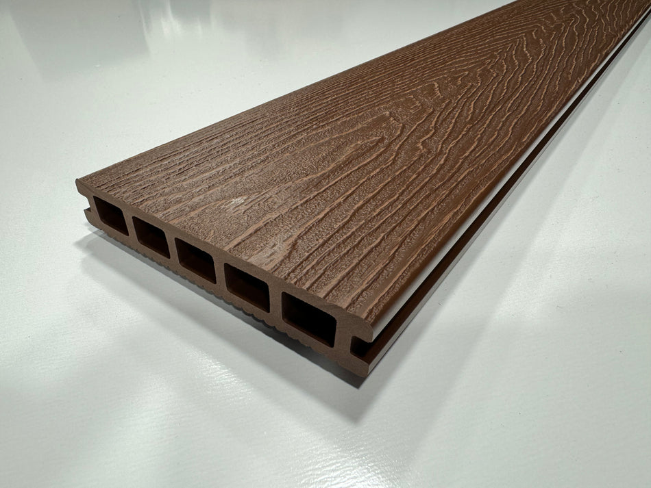 BUY Composite Decking Board, Wood Grain, Double Sided, Red Brown, 148x25 mm, 4 m (5.8x1 inch, 13.1 ft) | GREEN FINGER IRELAND | For Sale