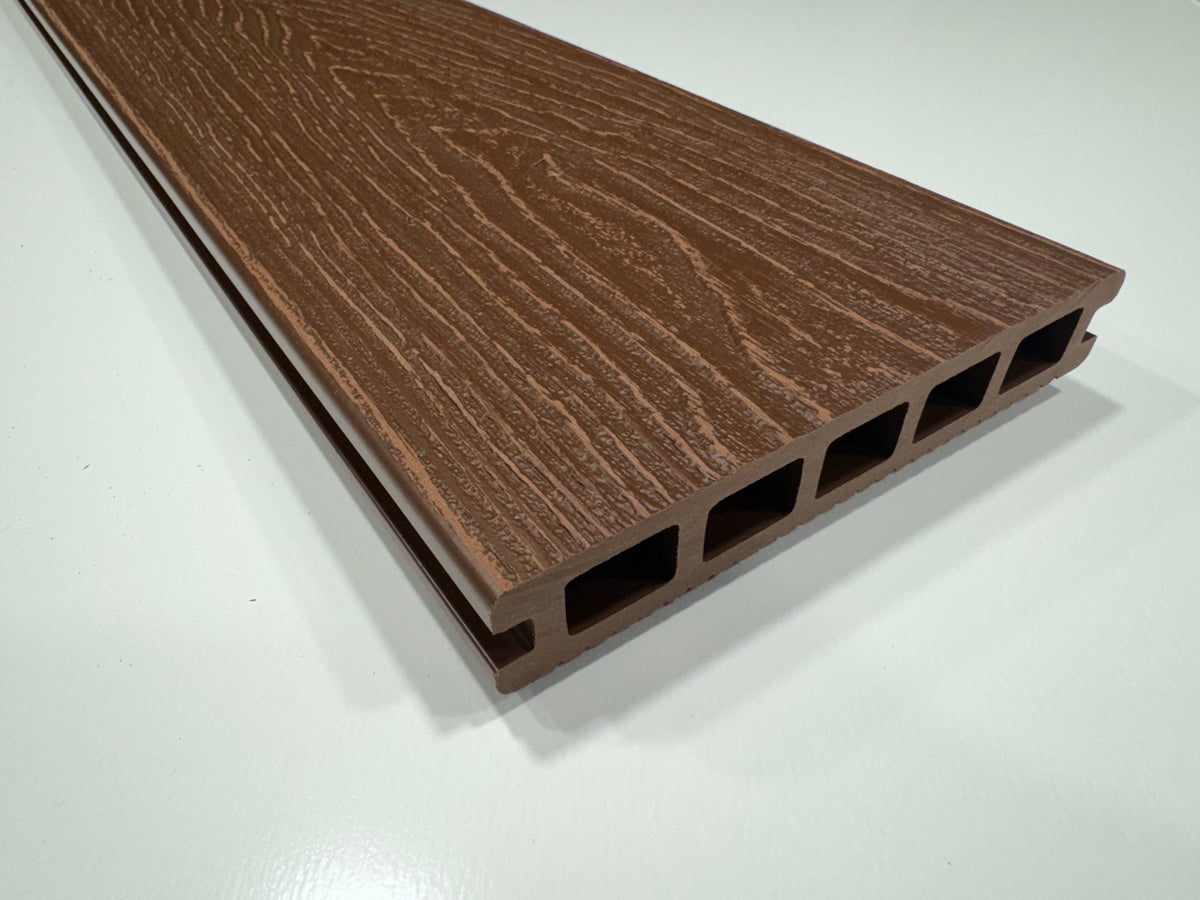 BUY Composite Decking Board, Wood Grain, Double Sided, Red Brown, 148x25 mm, 4 m (5.8x1 inch, 13.1 ft) | GREEN FINGER IRELAND | For Sale