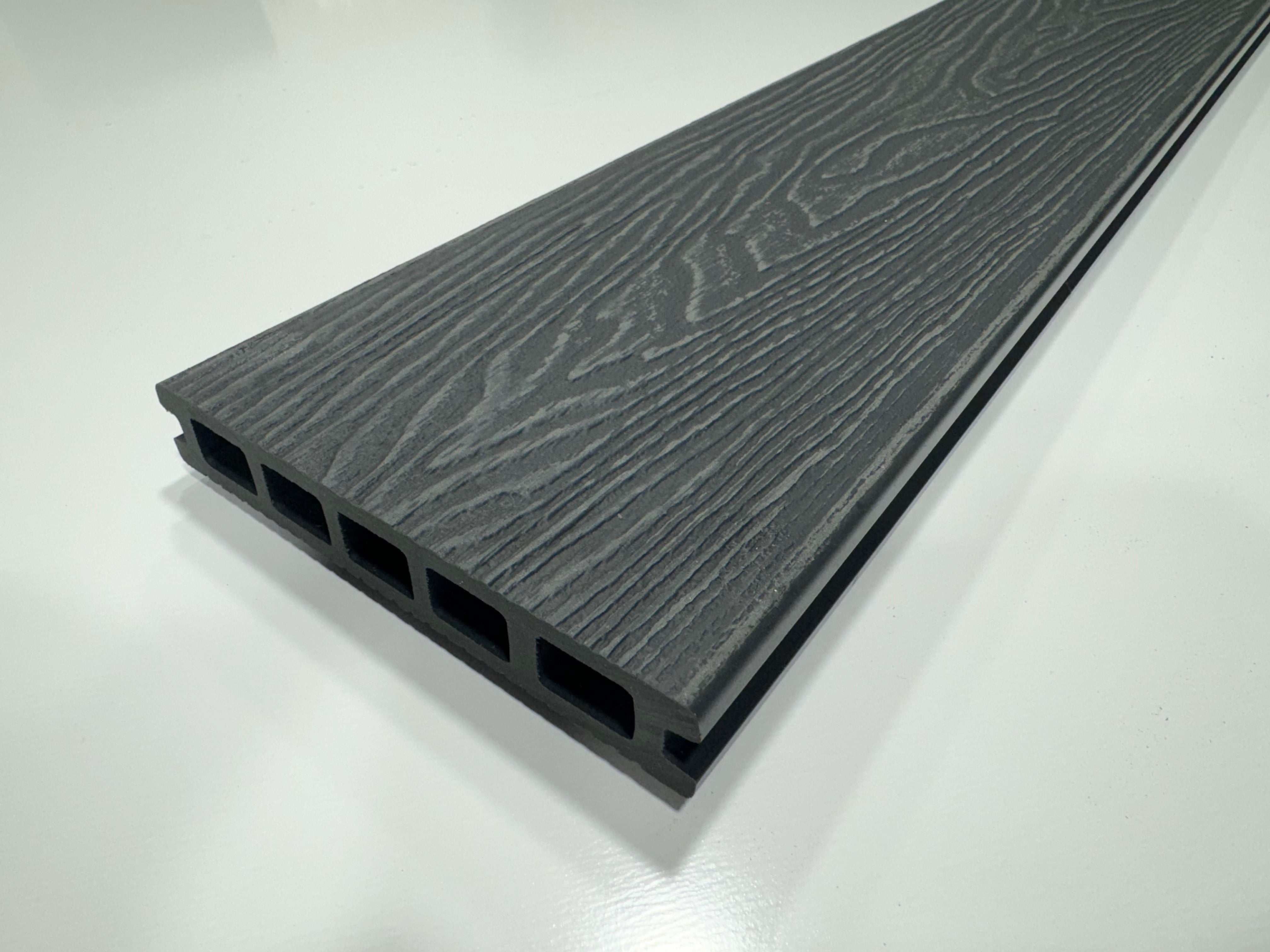 BUY Composite Decking Board, Wood Grain, Double Sided, Dark Grey, 148x25 mm, 4 m (5.8x1 inch, 13.1 ft) | GREEN FINGER IRELAND | For Sale