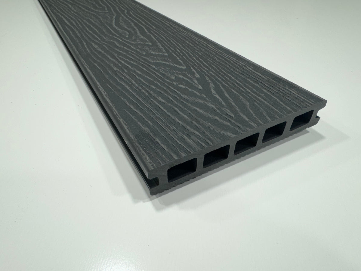 BUY Composite Decking Board, Wood Grain, Double Sided, Dark Grey, 148x25 mm, 4 m (5.8x1 inch, 13.1 ft) | GREEN FINGER IRELAND | For Sale