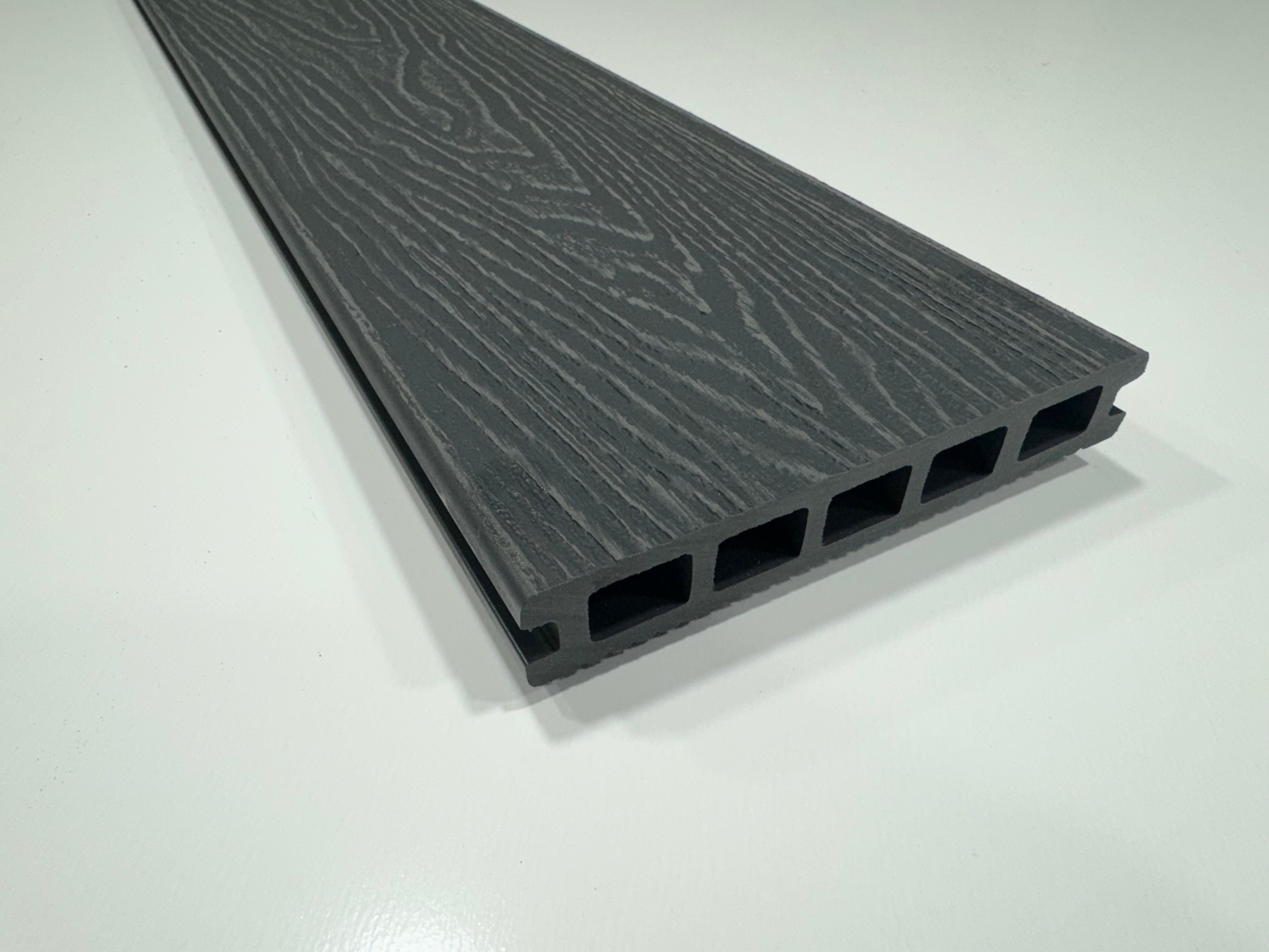 BUY Composite Decking Board, Wood Grain, Double Sided, Dark Grey, 148x25 mm, 4 m (5.8x1 inch, 13.1 ft) | GREEN FINGER IRELAND | For Sale