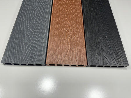 BUY Composite Decking Board, Wood Grain, Double Sided, Black, 148x25 mm, 4 m (5.8x1 inch, 13.1 ft) | GREEN FINGER IRELAND | For Sale