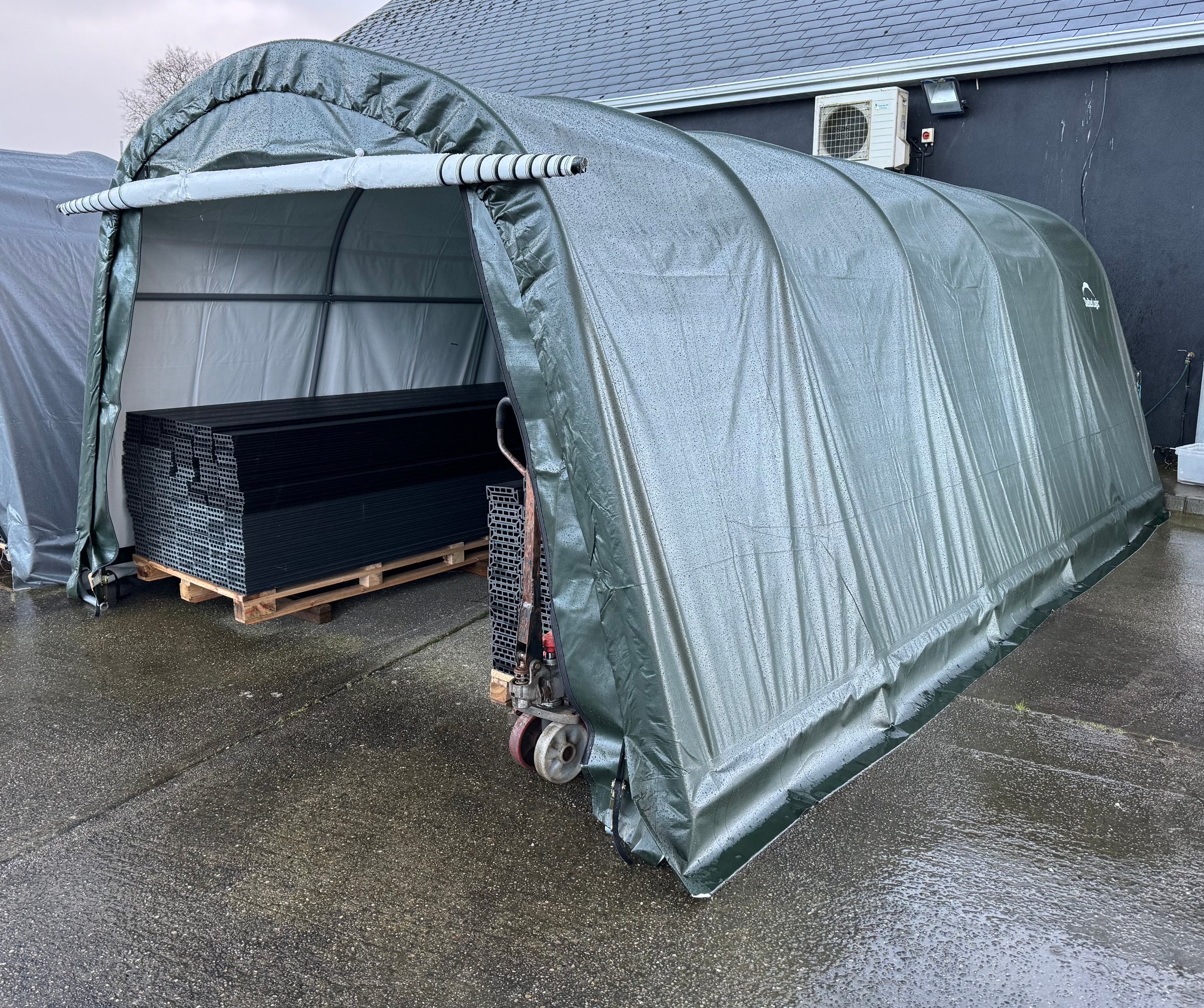 BUY Portable Garage 3.7x6.1x2.4m (12.1x20x7.9 ft) Grey | GREEN FINGER IRELAND | For Sale