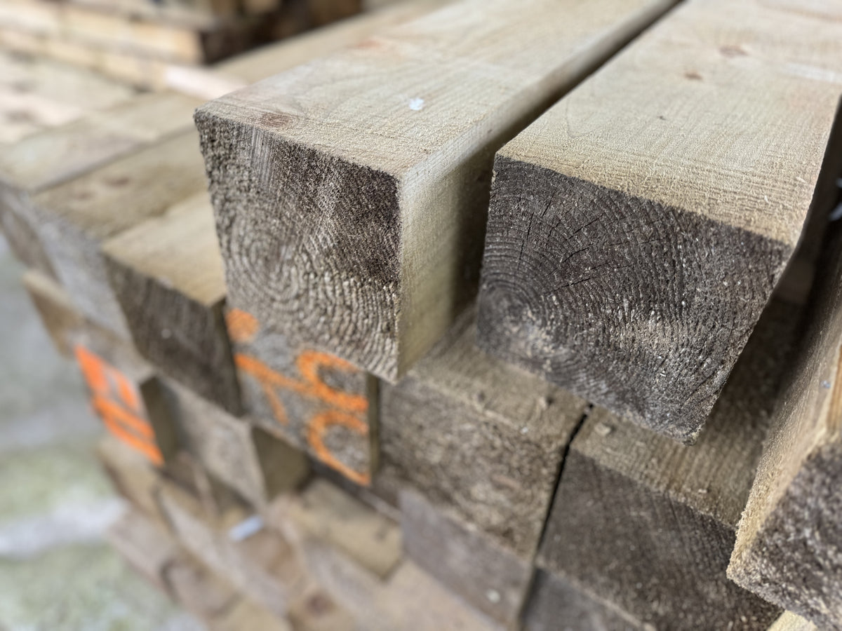 BUY 150x150 mm, 4.8 m Rough Treated Timber (6"x6", 15.75 ft) | GREEN FINGER IRELAND | For Sale