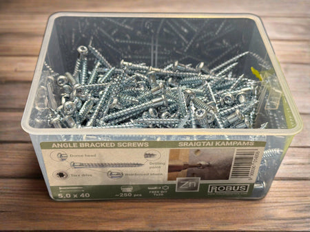 BUY 5x40 mm, Outdoor Angle Bracket Wood Screws, Box of 250 pcs, TX, Galvanized C2 | GREEN FINGER IRELAND