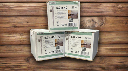 BUY 5x40 mm, Outdoor Angle Bracket Wood Screws, Box of 250 pcs, TX, Galvanized C2 | GREEN FINGER IRELAND