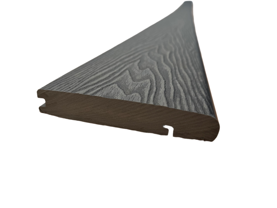 Composite Rounded Step Board, Wood Grain, One Sided, Dark Grey, 142x25 mm, 4 m (5.6x1 inch, 13.1 ft)