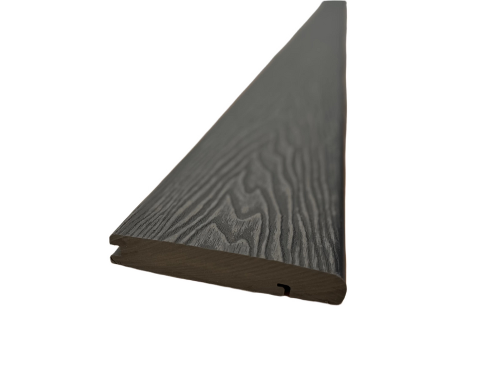 Composite Rounded Step Board, Wood Grain, One Sided, Dark Grey, 142x25 mm, 4 m (5.6x1 inch, 13.1 ft)